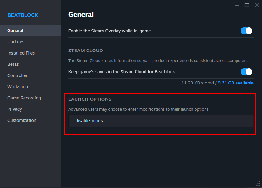 disabling mods